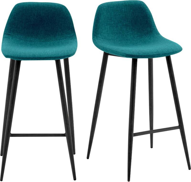 meet powered by PAPERFLOW Bar Stool Blauw met Zwart Poten Pack of 2