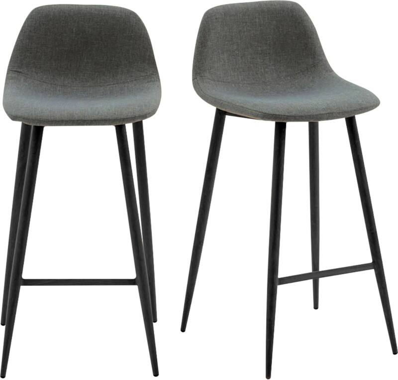 meet powered by PAPERFLOW Bar Stool Grijs met Zwart Poten Pack of 2