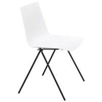 Chaise empilable Paperflow Blanc avec pieds noirs Paquet de 4