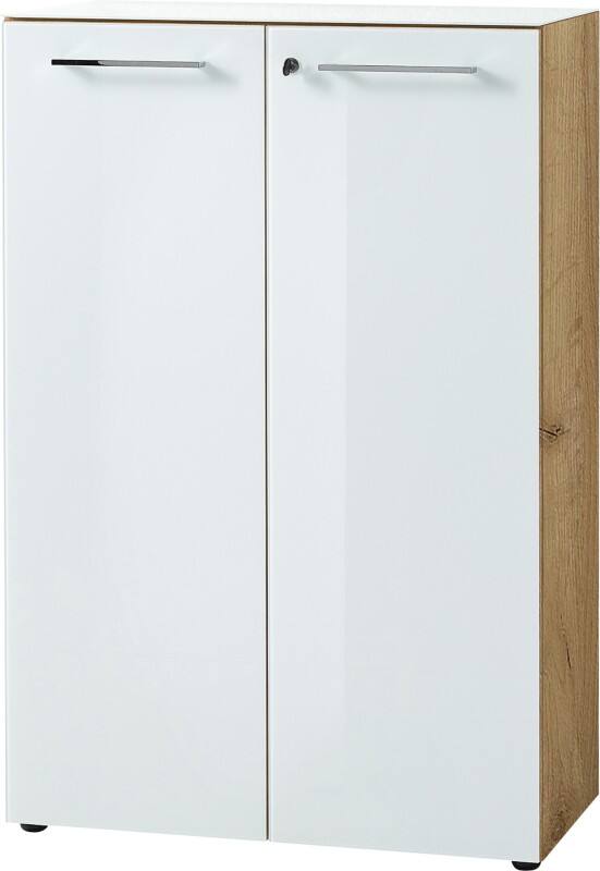 Armoire de classement GERMANIA Hauteur pas réglable Chêne 800 (L) x 370 (P) x 1200 (H) mm Aggloméré, Verre