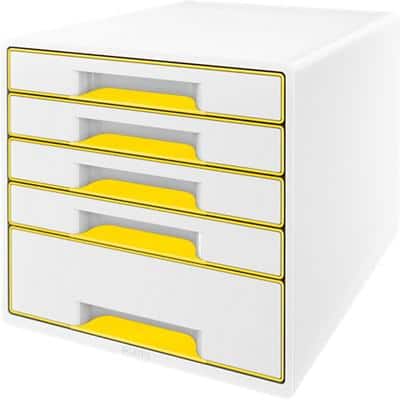 Leitz WOW Cube Ladenkastje met 5 laden A4 Wit, Geel 28,7 x 27 x 36,3 cm | Direct BE