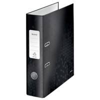 Classeur à levier Leitz Large 180° WOW A4 80 mm Noir 2 Anneaux 1005 Carton laminé Portrait