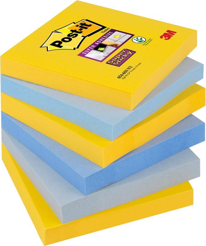 Notes Super Sticky Post-it New York Collection 76 x 76 mm Assortiment 6 Blocs de 90 Feuilles