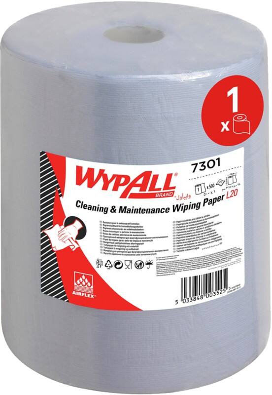 WYPALL L20 General Clean Poetspapier Rol Blauw 2-laags 7301 500 Vellen
