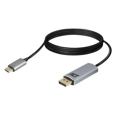 Câble adaptateur USB-C vers Display Port ACT AC7035 1 x USB C mâle vers 1 x DisplayPort femelle 1,8 m Gris
