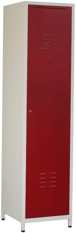 Vestiaire Ceha Métal 1 porte 1 colonne Serrure de sécurité Gris, rouge