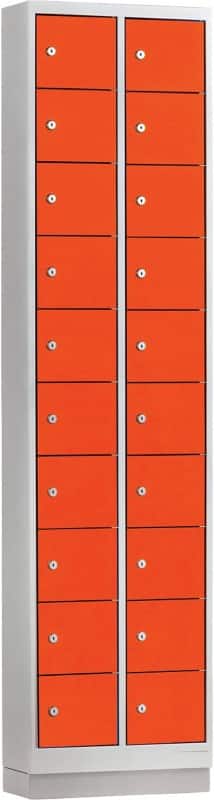 Mini casier Ceha Métal 10 portes 2 colonnes Serrure à cylindre 460 x 200 x 1800 mm Gris, rouge