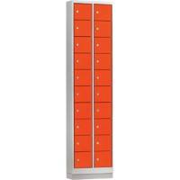 Mini casier Ceha Métal 10 portes 2 colonnes Serrure à cylindre 460 x 200 x 1800 mm Gris, rouge