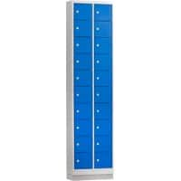 Mini casier Ceha Métal 10 portes 2 colonnes Serrure à cylindre 460 x 200 x 1800 mm Bleu, gris