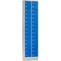 Mini casier Ceha Métal 15 portes 2 colonnes Serrure à cylindre 460 x 200 x 1800 mm Bleu, gris