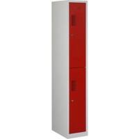 Vestiaire Ceha Métal 2 portes 1 colonne Serrure à cylindre 300 x 500 x 1800 mm Gris, rouge