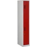 Vestiaire Ceha Métal 2 portes 1 colonne Serrure de sécurité 300 x 500 x 1800 mm Gris, rouge