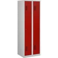 Vestiaire Ceha Métal 1 porte 2 colonnes Serrure à cylindre 600 x 500 x 1800 mm Gris, rouge