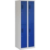 Vestiaire Ceha Métal 2 portes 2 colonnes Serrure de sécurité 600 x 500 x 1800 mm Bleu, gris