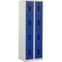 Casier Ceha Métal 4 portes 2 colonnes Serrure de sécurité 600 x 500 x 1800 mm Bleu, gris