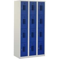 Casier Ceha Métal 4 portes 3 colonnes Serrure de sécurité 900 x 500 x 1800 mm Bleu, gris