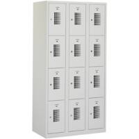 Casier Ceha Métal 4 portes 3 colonnes Serrure de sécurité 900 x 500 x 1800 mm Gris