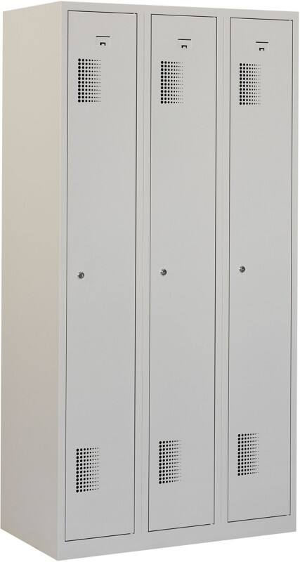 Vestiaire Ceha Métal 1 porte 3 colonnes Serrure à cylindre 900 x 500 x 1800 mm Gris