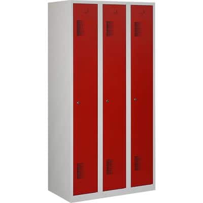 Vestiaire NH 180-3.3 Gris, rouge 3 Portes 3 colonnes Serrure cylindre