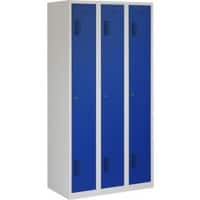 Vestiaire Ceha Métal 1 porte 3 colonnes Serrure à cylindre 900 x 500 x 1800 mm Bleu, gris