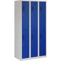 Vestiaire Ceha Métal 2 portes 3 colonnes Serrure à cylindre 900 x 500 x 1800 mm Bleu, gris