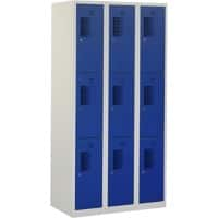 Casier Ceha Métal 3 portes 3 colonnes Serrure de sécurité Bleu, gris