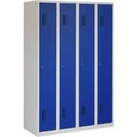 Vestiaire Ceha Métal 1 porte 4 colonnes Serrure à cylindre 1200 x 500 x 1800 mm Bleu, gris