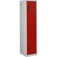 Vestiaire Ceha Métal 1 porte 1 colonne Serrure à cylindre 400 x 500 x 1800 mm Gris, rouge