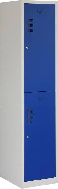 Vestiaire Ceha Métal 2 portes 1 colonne Serrure à cylindre 400 x 500 x 1800 mm Bleu, gris