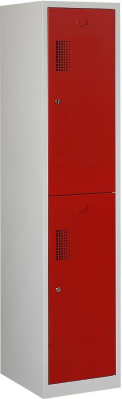 Vestiaire Ceha Métal 2 portes 1 colonne Serrure de sécurité 400 x 500 x 1800 mm Gris, rouge