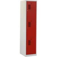 Casier Ceha Métal 3 portes 1 colonne Serrure de sécurité Gris, rouge