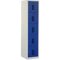 Casier Ceha Métal 5 portes 1 colonne Serrure de sécurité 400 x 500 x 1800 mm Bleu, gris