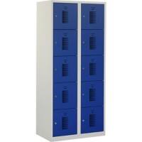 Casier Ceha Métal 5 portes 2 colonnes Serrure de sécurité 800 x 500 x 1800 mm Bleu, gris