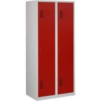 Vestiaire Ceha Métal 1 porte 2 colonnes Serrure à cylindre 800 x 500 x 1800 mm Gris, rouge