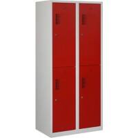 Vestiaire Ceha Métal 2 portes 2 colonnes Serrure à cylindre 800 x 500 x 1800 mm Gris, rouge