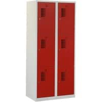 Casier Ceha Métal 3 portes 2 colonnes Serrure de sécurité Gris, rouge