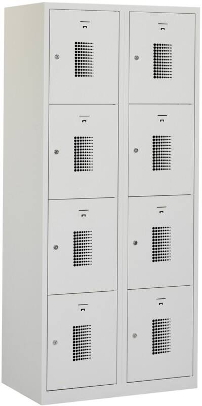 Casier Ceha Métal 4 portes 2 colonnes Serrure de sécurité 800 x 500 x 1800 mm Gris