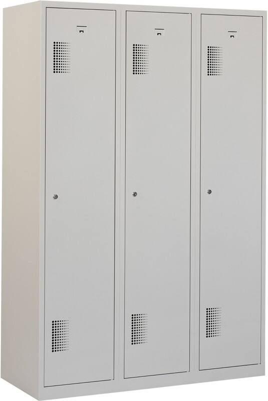 Vestiaire Ceha Métal 1 porte 3 colonnes Serrure à cylindre 1200 x 500 x 1800 mm Gris