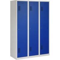 Vestiaire Ceha Métal 1 porte 3 colonnes Serrure de sécurité 1200 x 500 x 1800 mm Bleu, gris