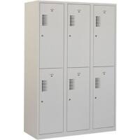 Vestiaire NHT 180-3.6 Gris 6 Portes 3 colonnes Serrure cylindre