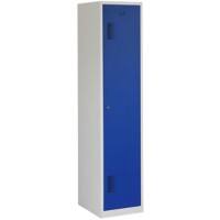 Vestiaire Ceha Métal 1 porte 1 colonne Serrure à cylindre 400 x 500 x 1800 mm Bleu, gris