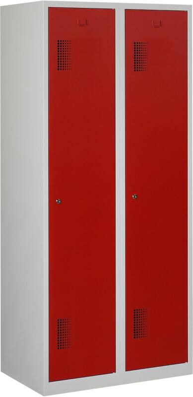 Vestiaire Ceha Métal 1 porte 2 colonnes Serrure de sécurité 800 x 500 x 1800 mm Gris, rouge