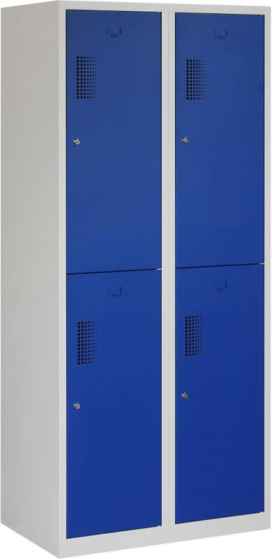 Vestiaire Ceha Métal 2 portes 2 colonnes Serrure à cylindre 800 x 500 x 1800 mm Bleu, gris