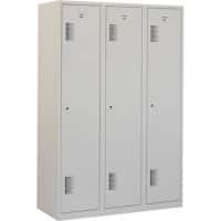 Vestiaire NHTD 180-3.3 Gris 1,200 x 500 x 1,800 mm 3 colonnes 3 Portes Serrure cylindre