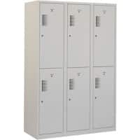 Vestiaire NHTD 180-3.6 Gris 1,200 x 500 x 1,800 mm 3 colonnes 6 Portes Serrure cylindre