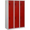 Vestiaire NHTD 180-3.6 Gris, rouge 1,200 x 500 x 1,800 mm 3 colonnes 6 Portes Serrure cylindre