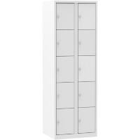 Casier Ceha Métal 5 Portes 2 colonnes Serrure à cylindre 600 x 500 x 1800 mm Blanc