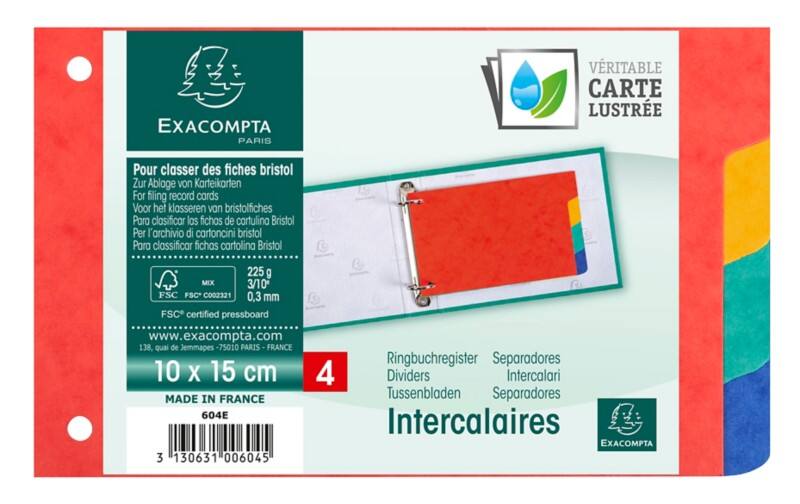 Exacompta Forever Young Tabbladen Speciaal Kleurenassortiment Kleurenassortiment 4 tabs Gewafeld karton 2 Gaten 604E 10 Stuks