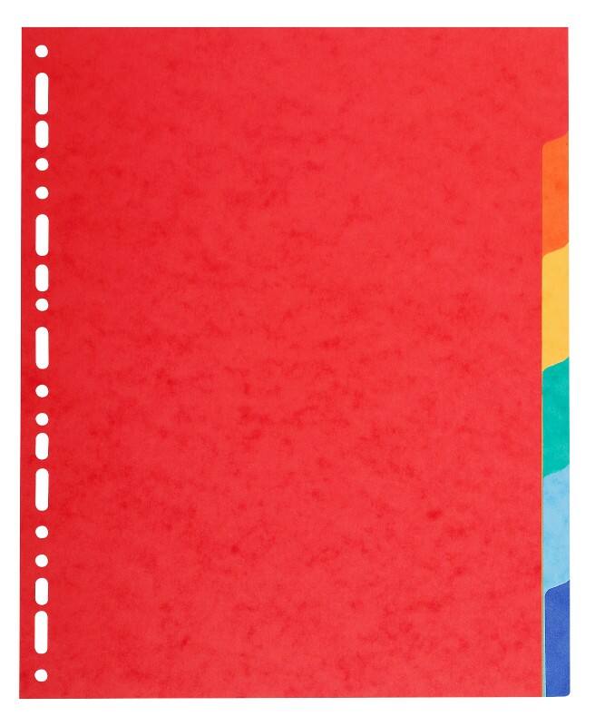 Exacompta 1 tot 6 Tabbladen Recycled 100% A4 Maxi Kleurenassortiment 6 tabs Karton 18 Gaten 2106E 50 Stuks