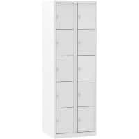 Casier Ceha Métal 5 portes 2 colonnes Serrure de sécurité 600 x 500 x 1800 mm Blanc